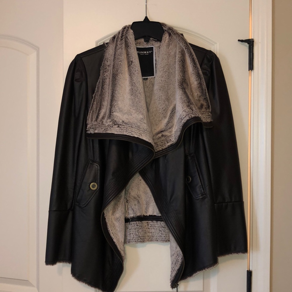 NWOT Fabulous leather jacket with fleece lining